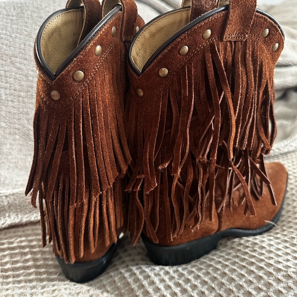 Smoky mountain Tan Leather fringe western Boots - Picture 2 of 4